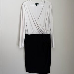 Lauren Ralph Lauren Wrap Dress Size 18 – Black & White Color Block
